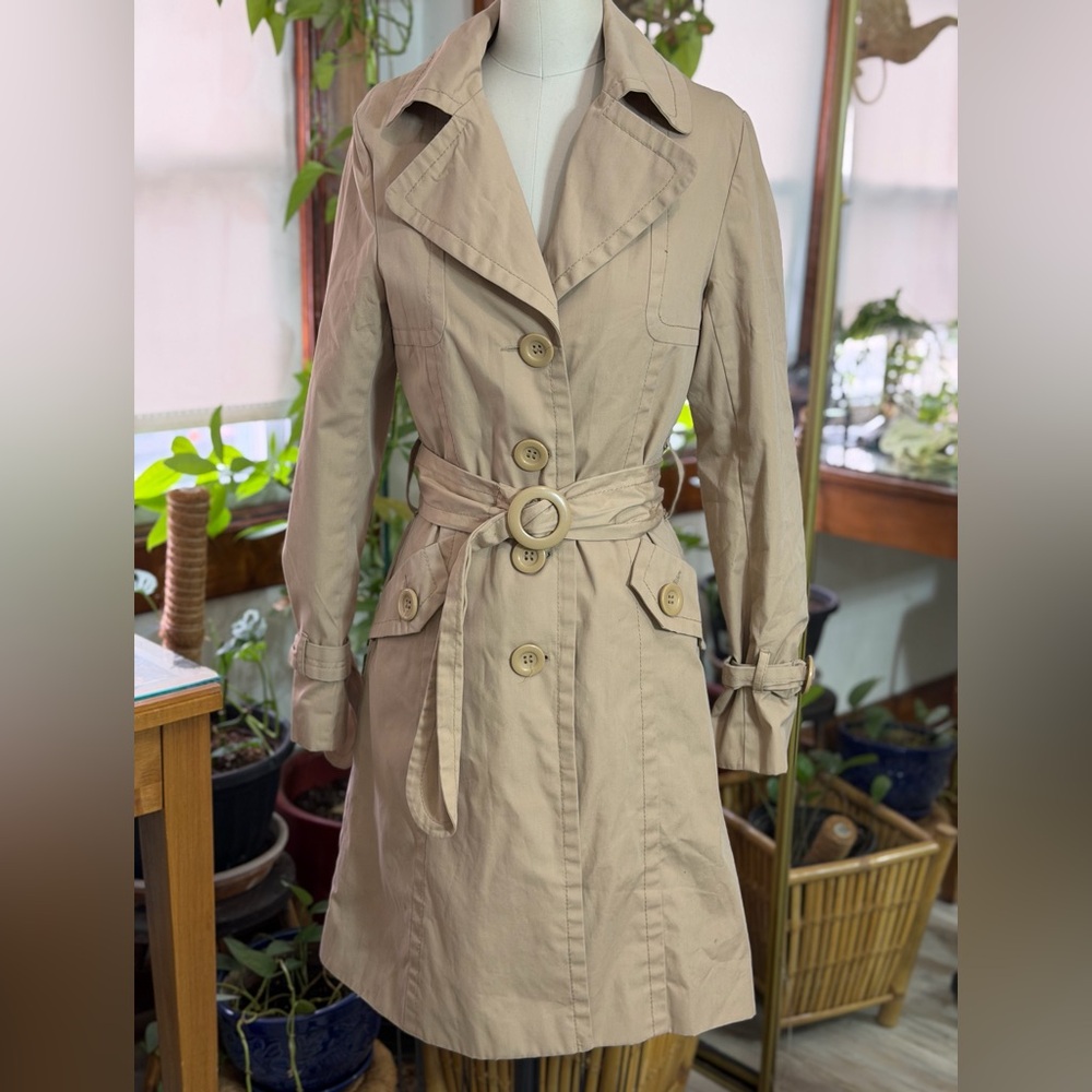Cotton Jacket Trench Utility coat Women Size 4 - in Khaki color - by H&M Y2K